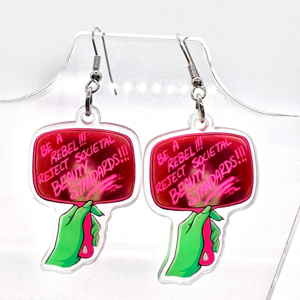 Beauty Rebel Earrings - Funny Earrings - Teen Earring - Be A Rebel - Diva Mirror